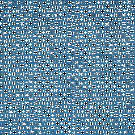vintage katazome-shi stencil-dyed small papers from Japan. Cerulean blue paper with tiny motifs in cream and black. 