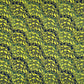 vintage katazome-shi stencil-dyed small papers from Japan. Lime green paper with dark green and blue Japanese botanical pattern. 