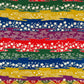 vintage katazome-shi stencil-dyed small papers from Japan. Stripes in green, yellow, blue, purple and red with cream Japanese motifs. 
