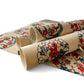 vintage katazome-shi stencil-dyed small papers from Japan. Cream paper with Japanese circle motifs in red, blue and green. Pictured rolled.