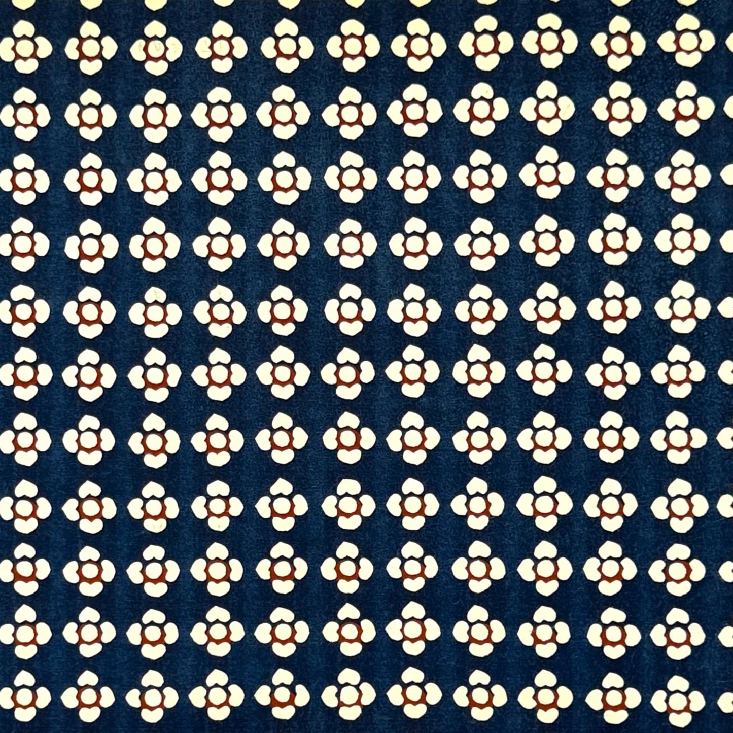vintage katazome-shi stencil-dyed small papers from Japan. Navy paper with cream and red flower motif. 
