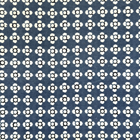vintage katazome stencil dyed paper. azure blue paper with cream flower motifs. 