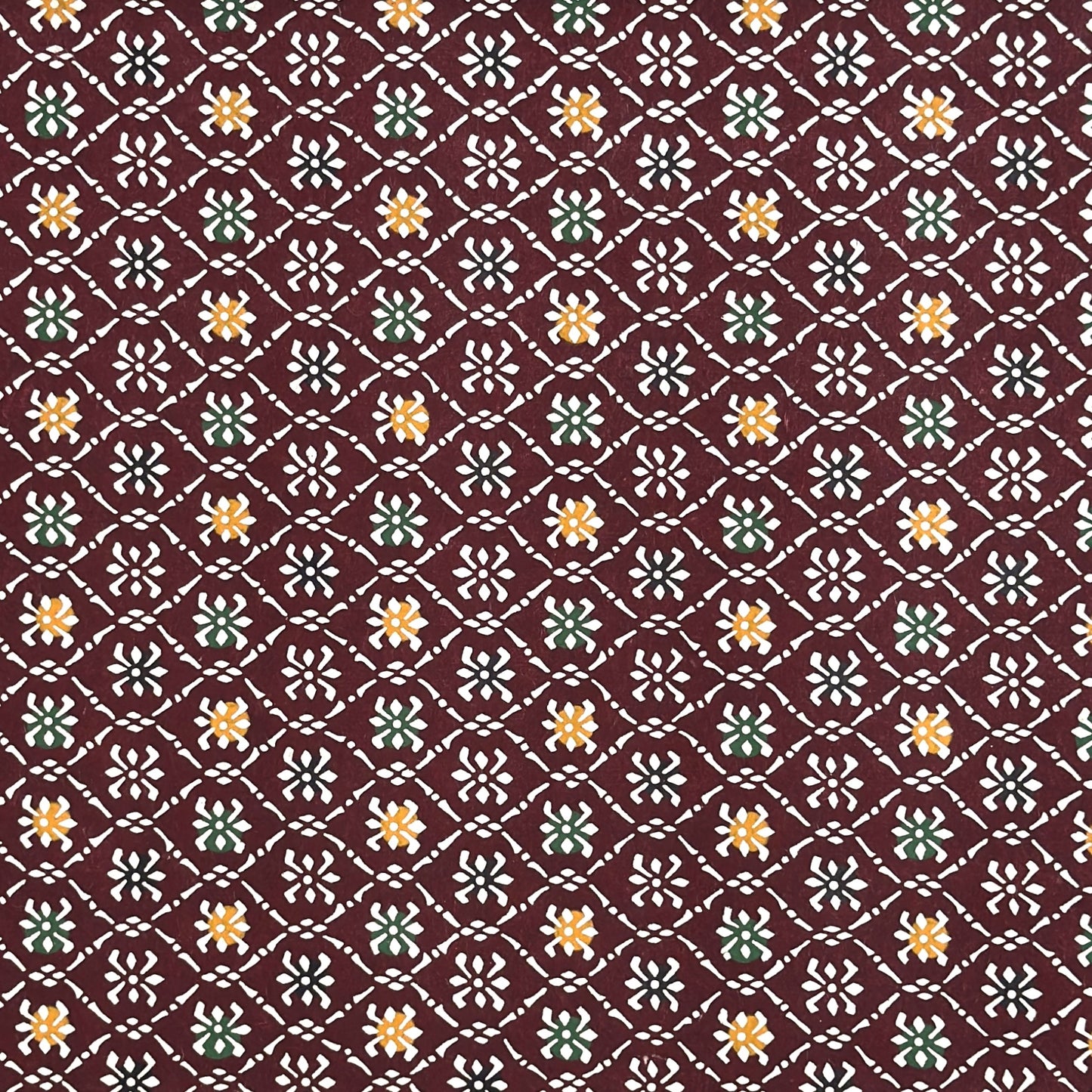vintage katazome stencil dyed paper. Brown paper with white check motifs. 