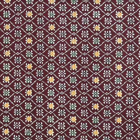 vintage katazome stencil dyed paper. Brown paper with white check motifs. 
