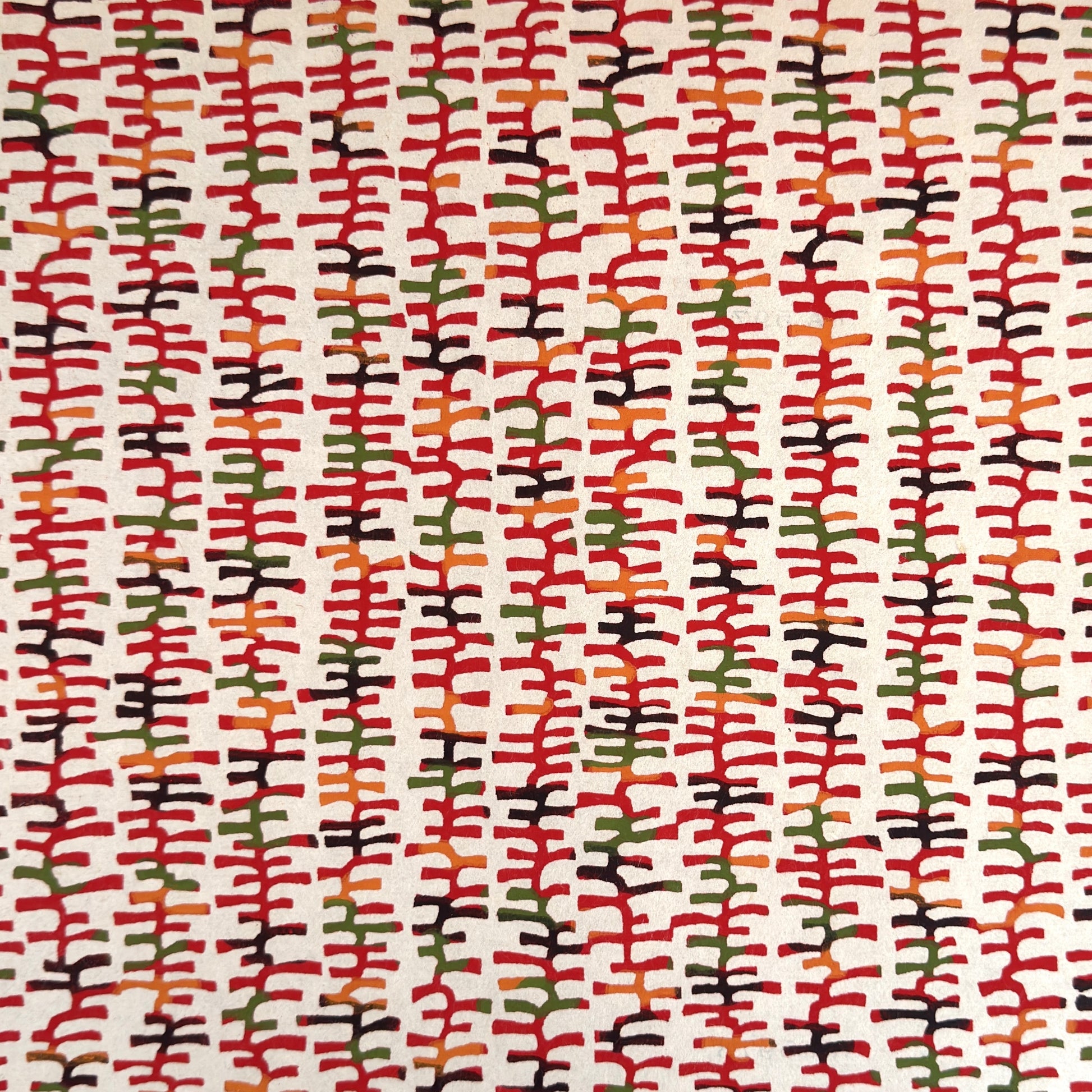 vintage katazome stencil dyed paper. Ivory background with multicoloured lines. 