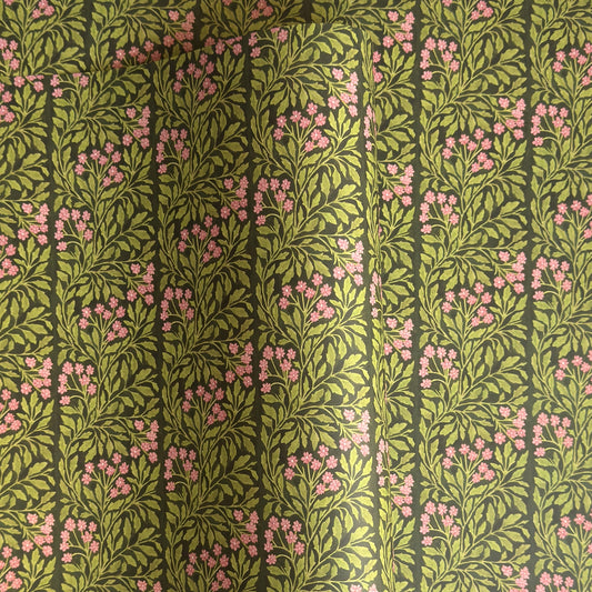 floral patterned wrapping paper in green and pink