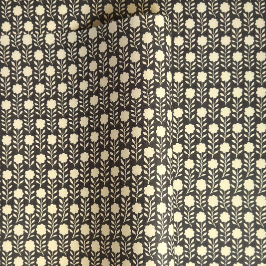 floral patterned wrapping paper in brown and cream