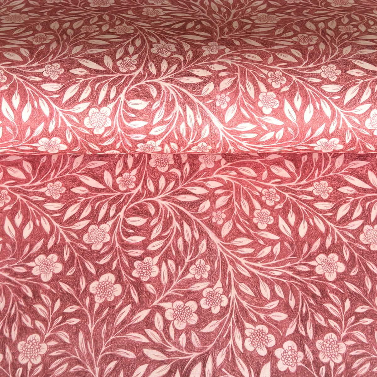 patterned paper / gift wrap with a delicate floral pattern in deep pink and white by Wanderlust