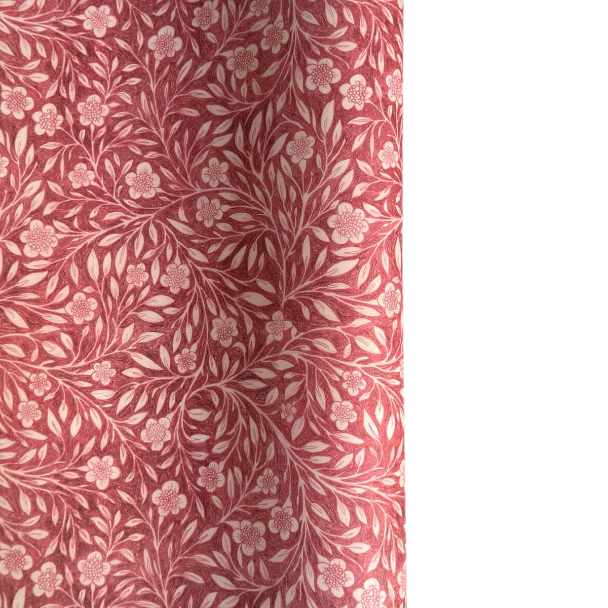 patterned paper / gift wrap with a delicate floral pattern in deep pink and white by Wanderlust