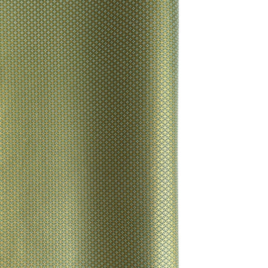a sheet of Japanese silkscreen printed chiyogami paper with a mini geometric design in gold on green backdrop 