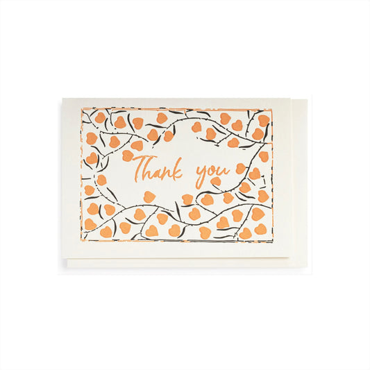 small greetings card, orange leaves and thank you messages, by Archivist Gallery