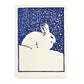 greetings card of a white rabbit under a dark sky in the snow, by Archivist Gallery