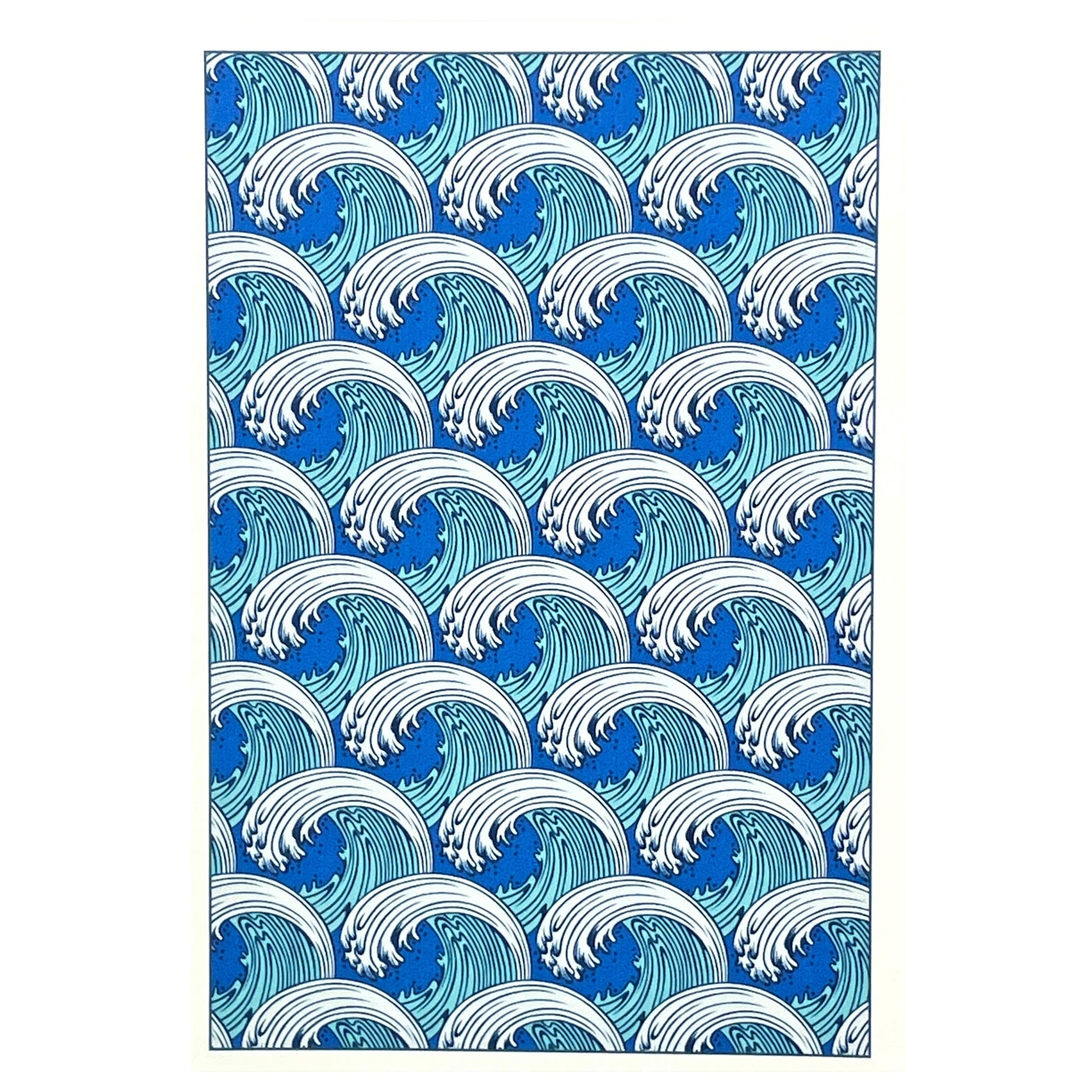 greetings card of japanese style blue waves design by Com Bossa Studio