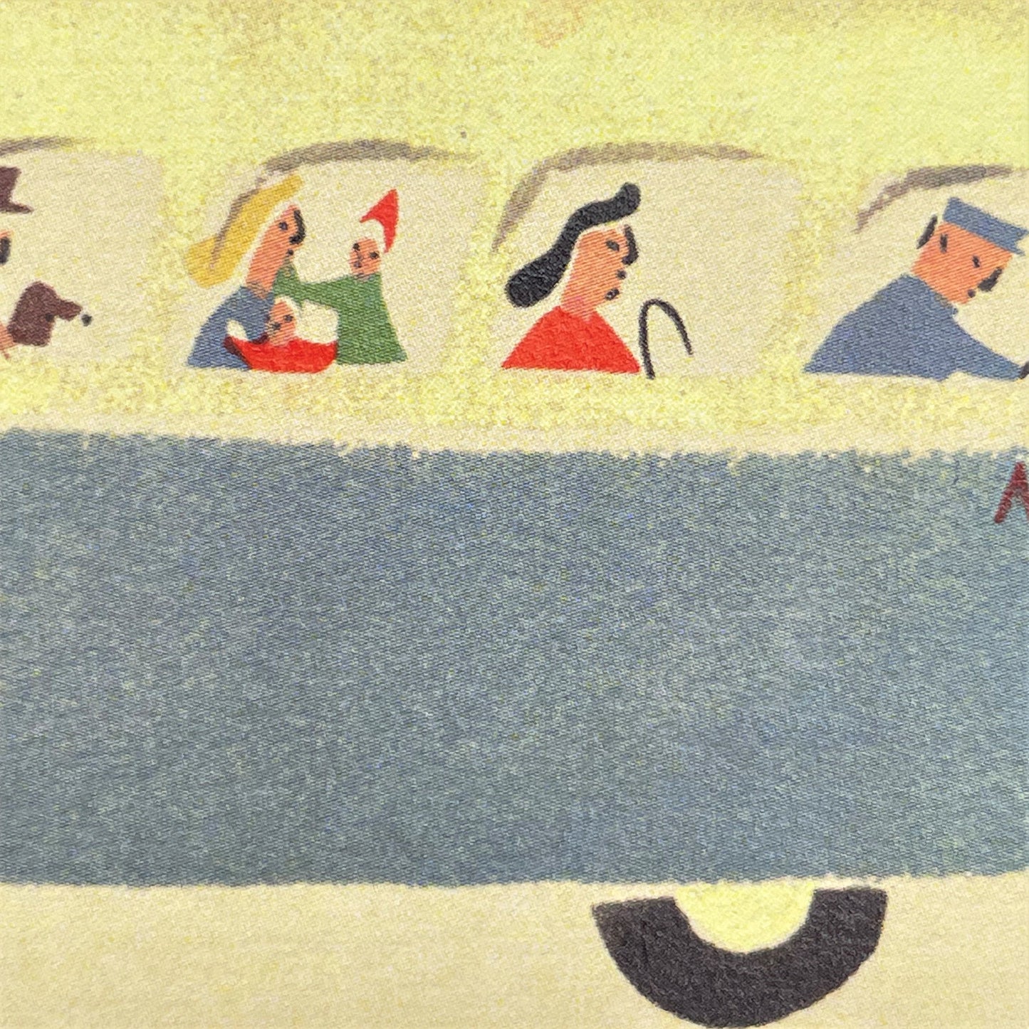 greetings card with drawings of vintage automobiles, close up of card