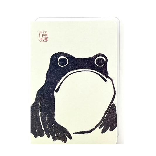 greetings card showing a black japanese frog by Ezen Design