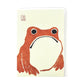 greetings card of a japanese frog coloured orange by Ezen Design