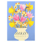 greetings card showing a vase of spring flowers with a blue backdrop by Hadley Paper Goods