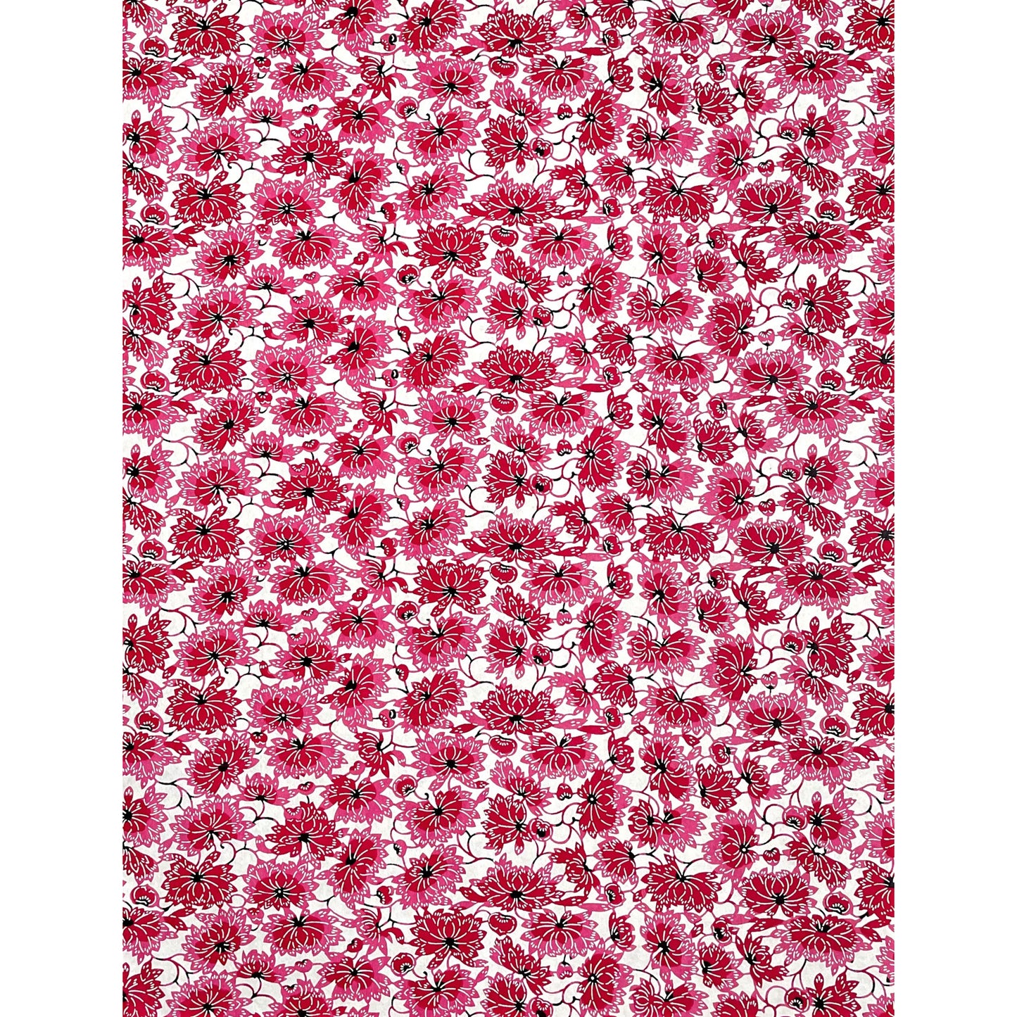 japanese stencil-dyed handmade paper with two-tone pink chrysanthemum repeat pattern, full size sheet
