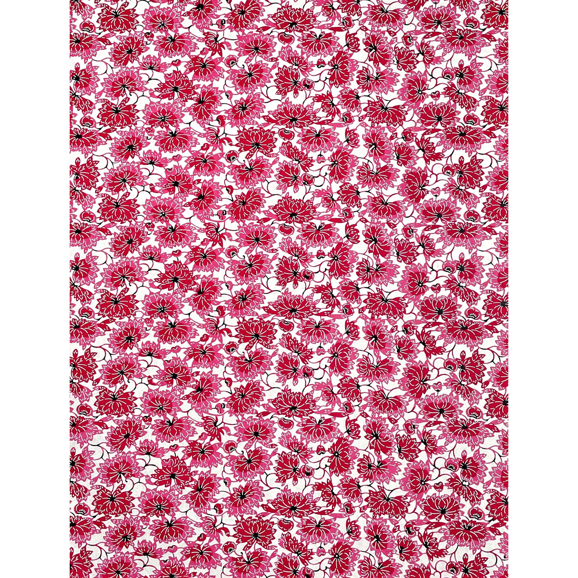 japanese stencil-dyed handmade paper with two-tone pink chrysanthemum repeat pattern, full size sheet
