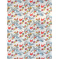 japanese stencil-dyed handmade paper with birds and flowers pattern in red, blue and yellow, full sheet view