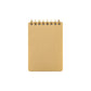 A7 memo ring-bound notepad, cover is plain burgundy with rose-gold dual rings, close-up of the beige grid paper sheets