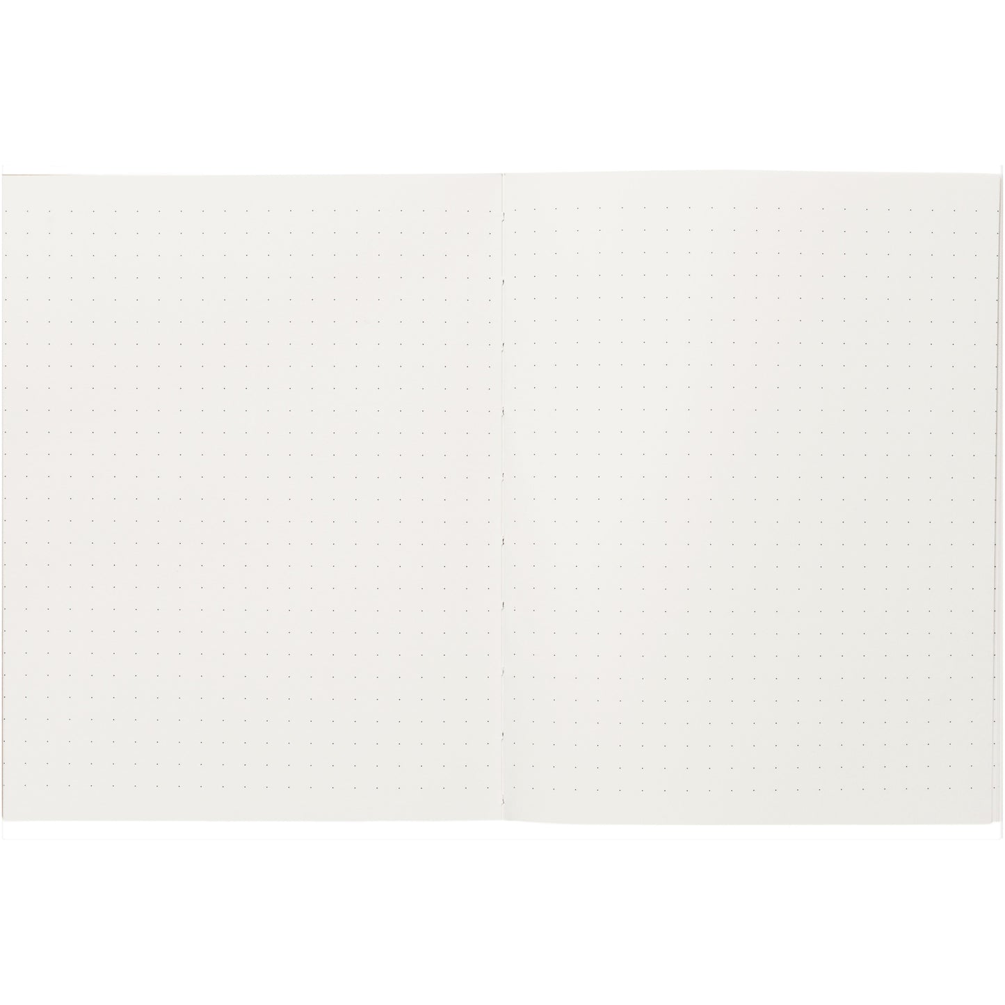 Layflat notebook with dark blue softcover with red grid lines, inner dotted pages pictured