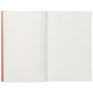 Pocket size notebook with a narrow bordeaux and white stripe softcover. inner dotted pages pictured