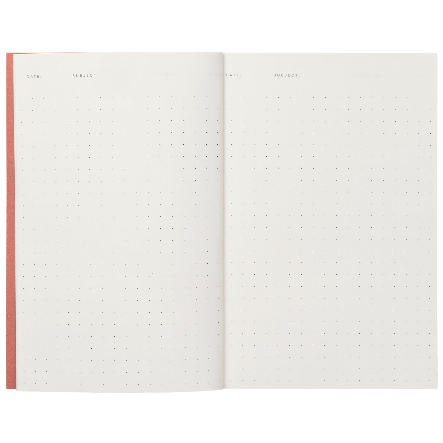 Pocket size notebook with a narrow bright blue and white stripe softcover. inner dotted pages pictured