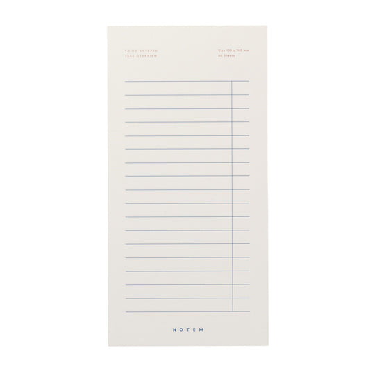 Daily To-Do Notepad with ivory sheets.  Lined page with column to check-off progress by Notem
