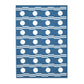 A5 softback notebook with geometric blue and white circle repeat patterned cover. Plain inner pages