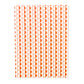 A5 softback notebook with geometric orange and pink repeat circle patterned cover. Plain inner pages