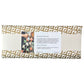 A paperchain of different patterned geometric papers in colours of gold, red, olive and blue, the reverse of the outer patterned envelope packaging with contents details