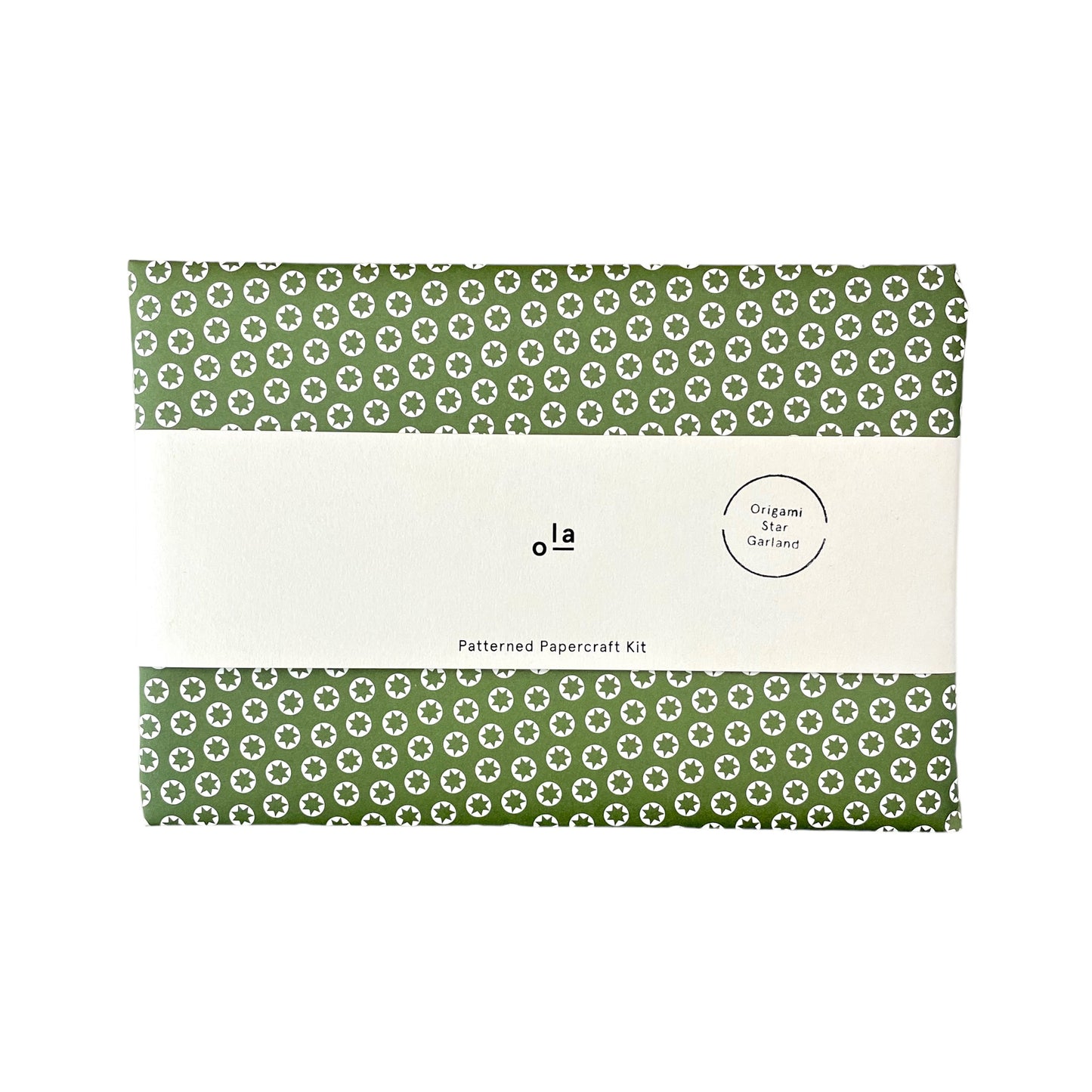A garland of small paper stars, outer packaging envelope pictured with branded belly band