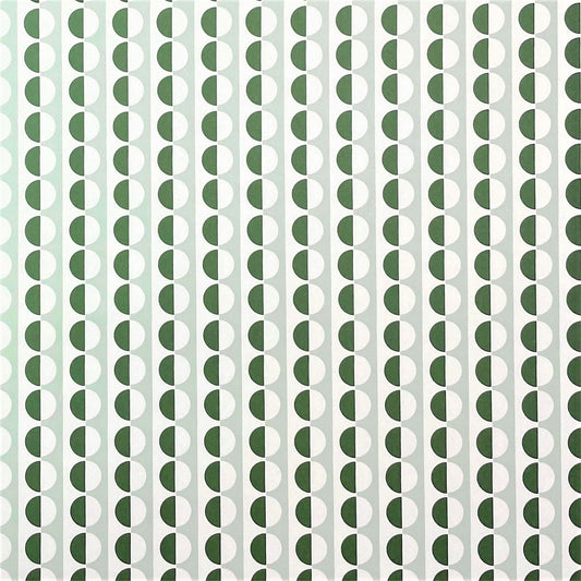 wrapping paper with an abstract circle pattern in dark green and pale green by Ola Studio