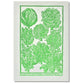 letterpress greetings card of a drawing of different varieties of cabbages, green ink on white by Passenger Press