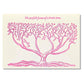 letterpress greetings card of a drawing of a fruit tree, pink ink on white by Passenger Press