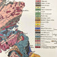greetings card with a geological map of great britain, close-up