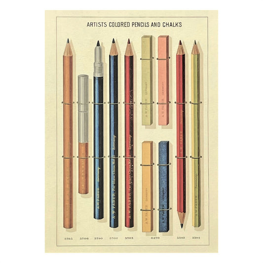 greetings card with drawing of colourful pencils and chalks by The Pattern Book